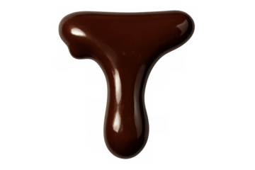 Chocolate liquid letter t dripping dark syrup alphabet dessert food, sweet confectionery typography transparent background