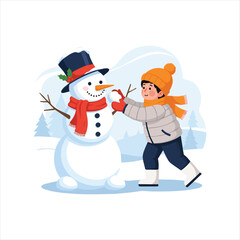 Charming snowman flat winter illustration design