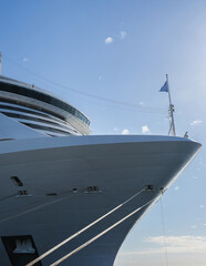 Massive Italian family cruiseship cruise ship liner Seaside, Seaview or Seascape in port of Marseille Provence, France during Summer Mediterranean cruising in sleek modern design