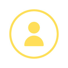 User icon set on transparent background. Avatar yellow line icon in circle set. Flat user symbol illustration