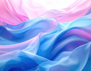 Obraz premium Abstract Fluid Fabric Waves in Blue and Pink Hues Seamless Pattern Flowing Background Smooth Translucent Texture Pastel Colors