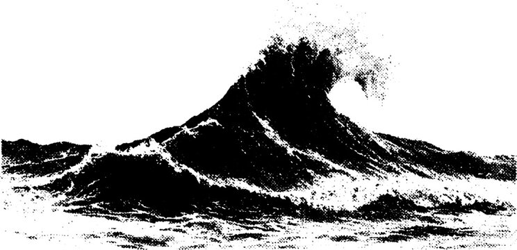 Vintage black and white halftone sea foam texture for artistic design