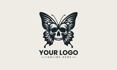 Obraz premium Skull butterfly logo representing mysterious transformation of life and death in artistic vector illustration