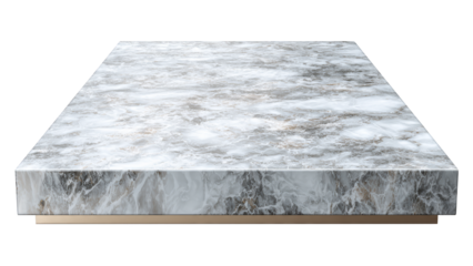 A marble countertop with gold trim marble surface textured gray and white veining isolate