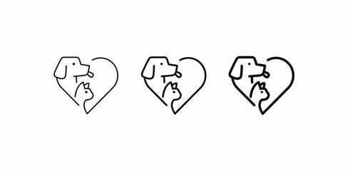 pet dog cat heart icon sign vector