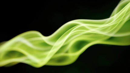 Naklejka premium Luminous Green Wave Abstract Smoke Motion