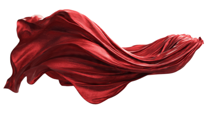 Flowing red fabric with metallic sheen isolate cloth textile silk satin