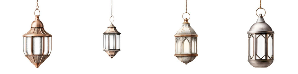 Obraz premium Collection of Hanging Arabic Lanterns on White