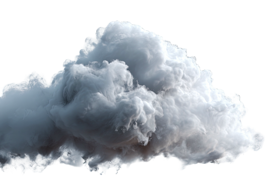 Dense, billowing, isolated cloud on a transparent background