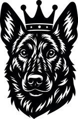 Creative Dutch Shepherd head design with crown