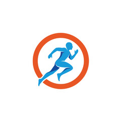 Fototapeta premium Dynamic running athlete logo for sports and fitness.