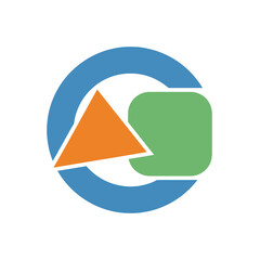 Modern abstract logo with geometric shapes in a circle.