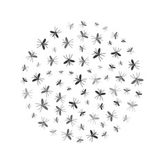 Mosquitoes - vector round concept illustration or banner