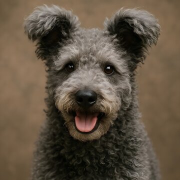 Close-up Portrait of a Happy Hungarian Pumi Dog
