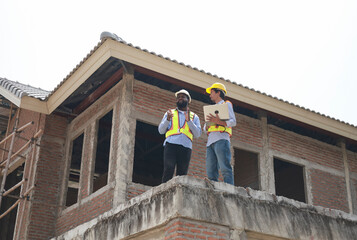 Architects and engineers visited the site to observe the construction progress according to the...