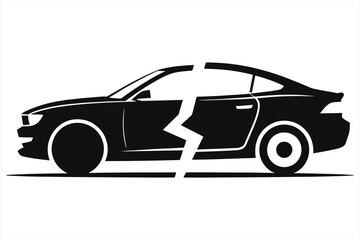 Fototapeta premium Before & after car repair comparisons: damaged vs repaired sedan side by side, collision restoration auto body repair, dent removal, bumper & paint repair, vehicle restoration, before & after gallery.
