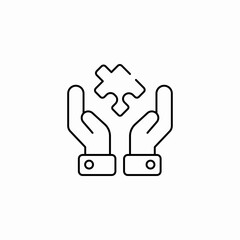 hands holding puzzle icon sign vector