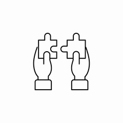 hands solve puzzle icon sign vector
