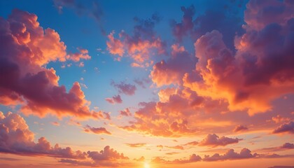 Colorful Watercolor Sunset Sky Background – Abstract Rainbow Clouds in Pink, Blue, Yellow, Orange, and Purple Tones