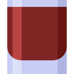 A glass of red beverage with a light blue rim on a transparent background isolated