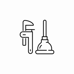plumber tools adjustable icon sign vector