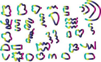 Set of abstract doodle shapes colorful vector design ele