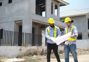Architects and engineers visit the site to observe the construction progress according to the...
