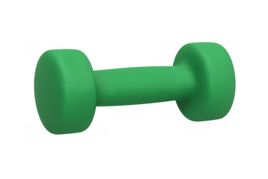 Green dumbbell isometric icon for fitness and workout concepts, gym strength training equipment