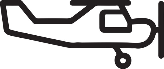 Minimal linear vector design of small propeller plane, symbolizing aviation, travel, and flight concept.