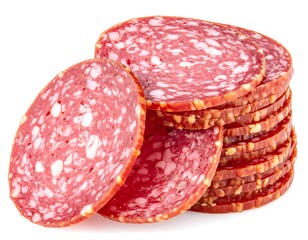 Sliced salami stacked