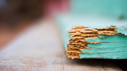 Fototapeta premium Weathered wood shows signs of age and wear in a close-up view of its texture