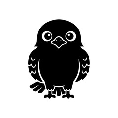 Cute cartoon hawk animal character vector silhouette white background