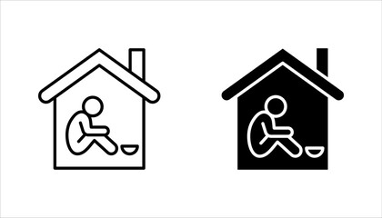 Homeless shelter linear icon set. Temporary residence for homeless individuals and families. vector illustration on white background
