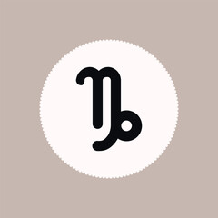 Zodiac horoscope. Capricorn astrological icon symbol. Stylized star sign esoteric. Simple line vector illustration.