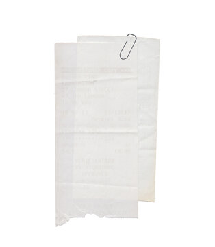 Authentic Wrinkled Layered Receipt Paper with a Silver Clip