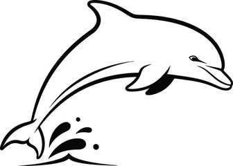 Playful dolphin leaping out of water splashes ocean marine life symbol freedom aquatic flat design vector illustration isolated on transparent background