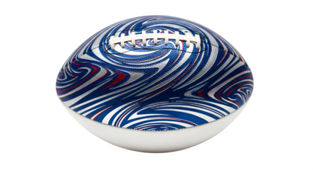 An american football with a swirling blue pattern isolated on transparent background