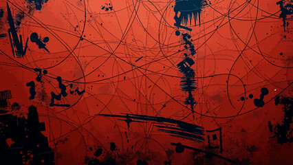 Abstract Expressionist Street Art Splatter: Energetic Composition of Neon Orange, Hot Pink, and Black Paint Drips. Urban Graffiti Bold, High-Contrast Digital and Modern Artwork © Zìyóu