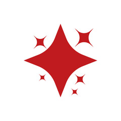 Red Shiny Four-Pointed Star Sparkle Icon Symbol