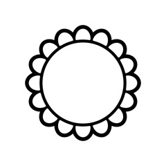 Simple Black Outline Scalloped Circle Frame Border