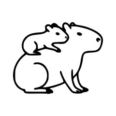 cute capybara family minimalist vector