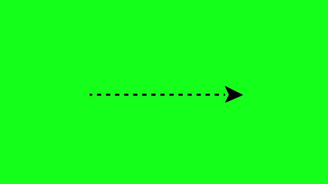 dotted line right arrow animation, 4k video green screen