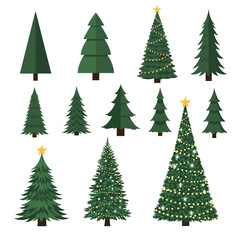 Obraz premium Collection of various Christmas tree vector illustrations.