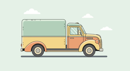 Vintage Pickup Truck with Covered Bed.