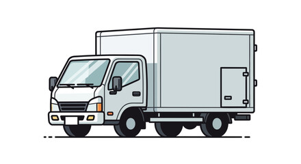 White Delivery Truck Illustration with Box Body.