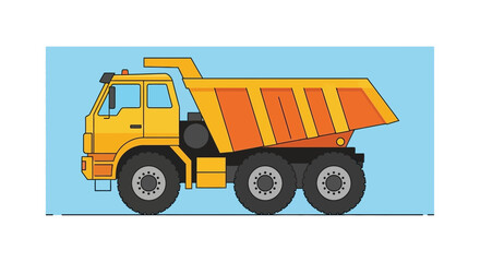 Yellow and Orange Dump Truck Illustration.