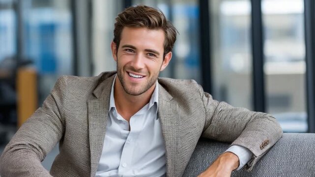 Confident Portrait: A handsome, smartly dressed individual exudes confidence and approachability, capturing the essence of modern professionalism and the warmth of a genuine smile.
