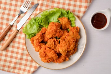 Fried chicken pop spicyin ceramic plate