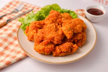 Fried chicken pop spicyin ceramic plate