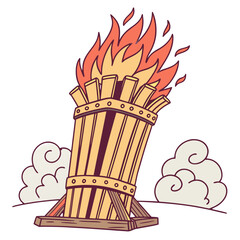 Nagano Nozawa Fire Festival Vector Illustration. Perfect for dramatic winter event visuals, heritage posters